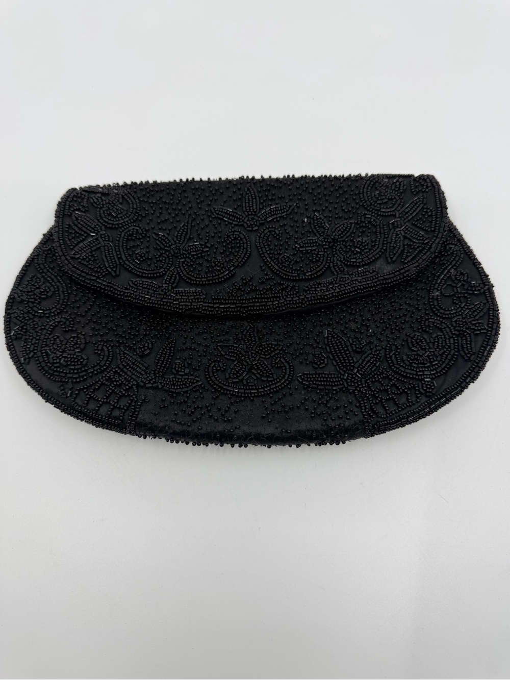 Vintage Black Beaded Evening Clutch Paris France